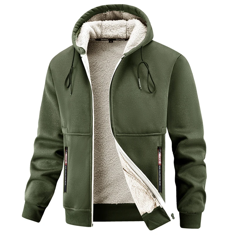 Winter Clothing Europe - Mannen winterjas fleece gevoerde capuchon dikker