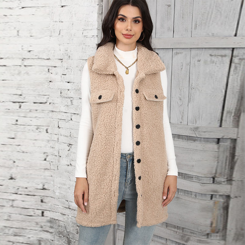 Winter Clothing On Sale Women'S - Dames lamspluche vesten splitsen klassieke goedkope