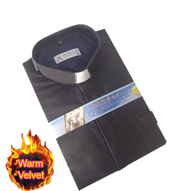 Winter Clothing In Spanish - Winter Heren Tab Kraag Geestelijken Shirt